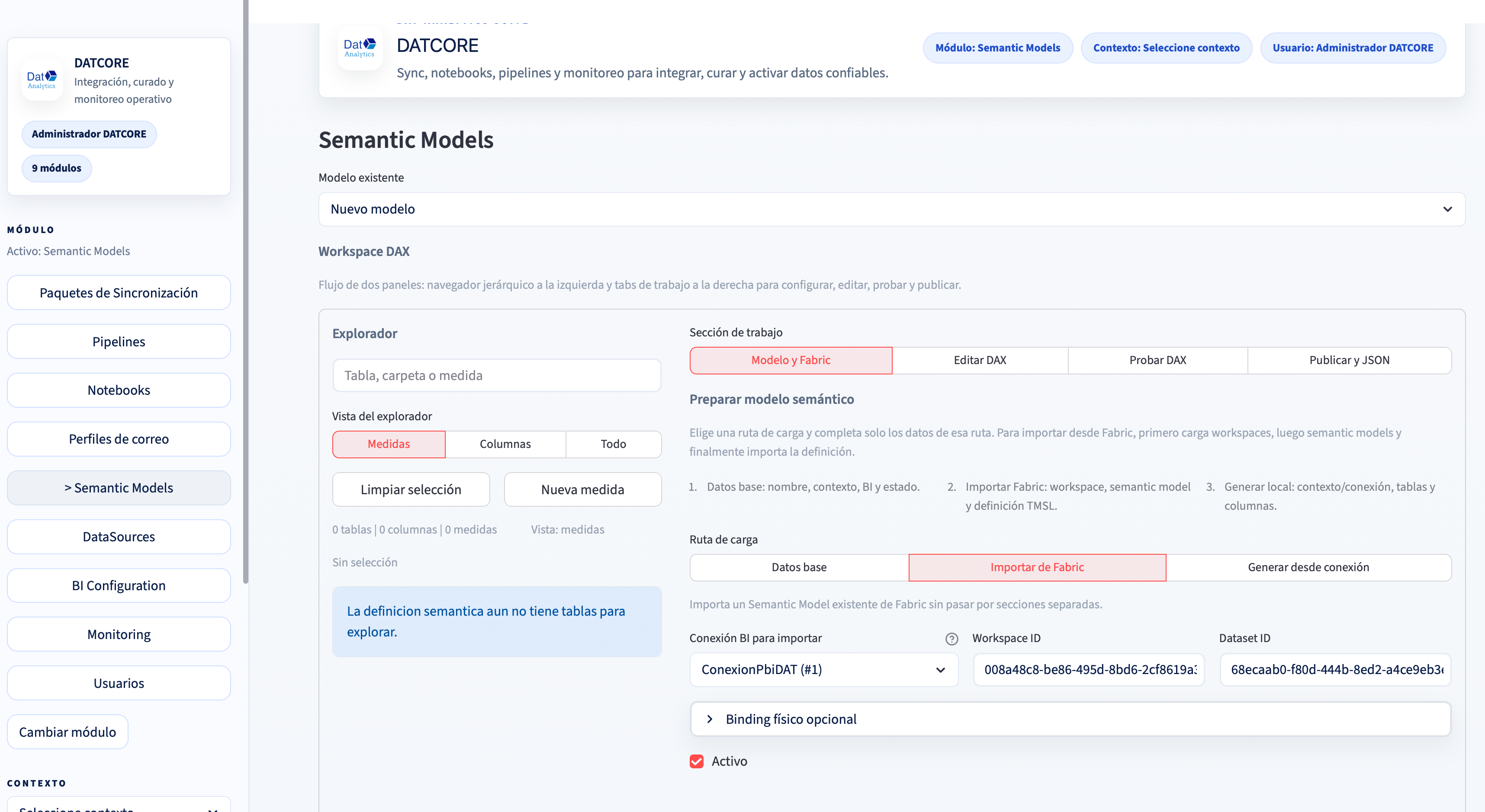 Catálogo de notebooks SQL en DatCore