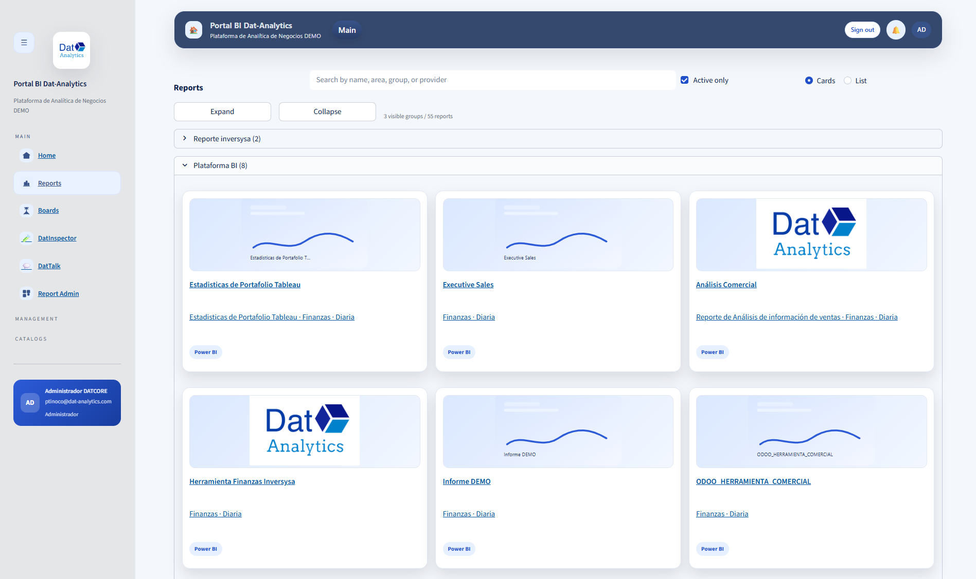 Reporte embebido en DatPortal